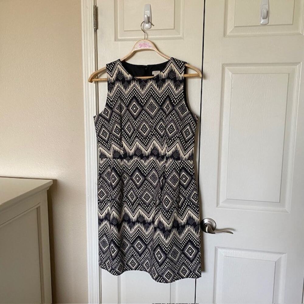 J. Crew Factory Dress Westerncore Aztec Sleeveless Sheath Black Cream Women's 12